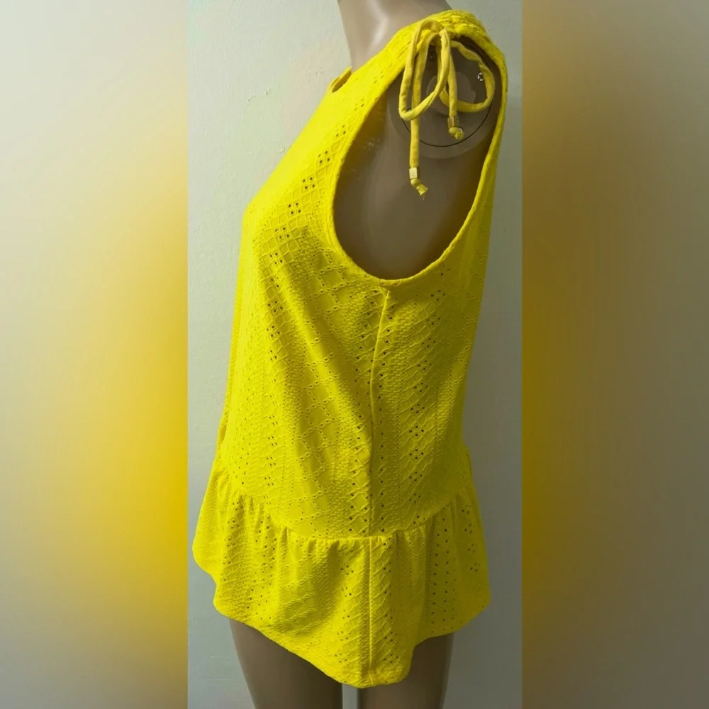 Michael Kors Vibrant Yellow Eyelet Tops Women Size Small - Picture 4 of 10
